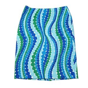 NEW Talbots Women's Blue Green Beaded Print Pencil Skirt Size 2 NWT Textured